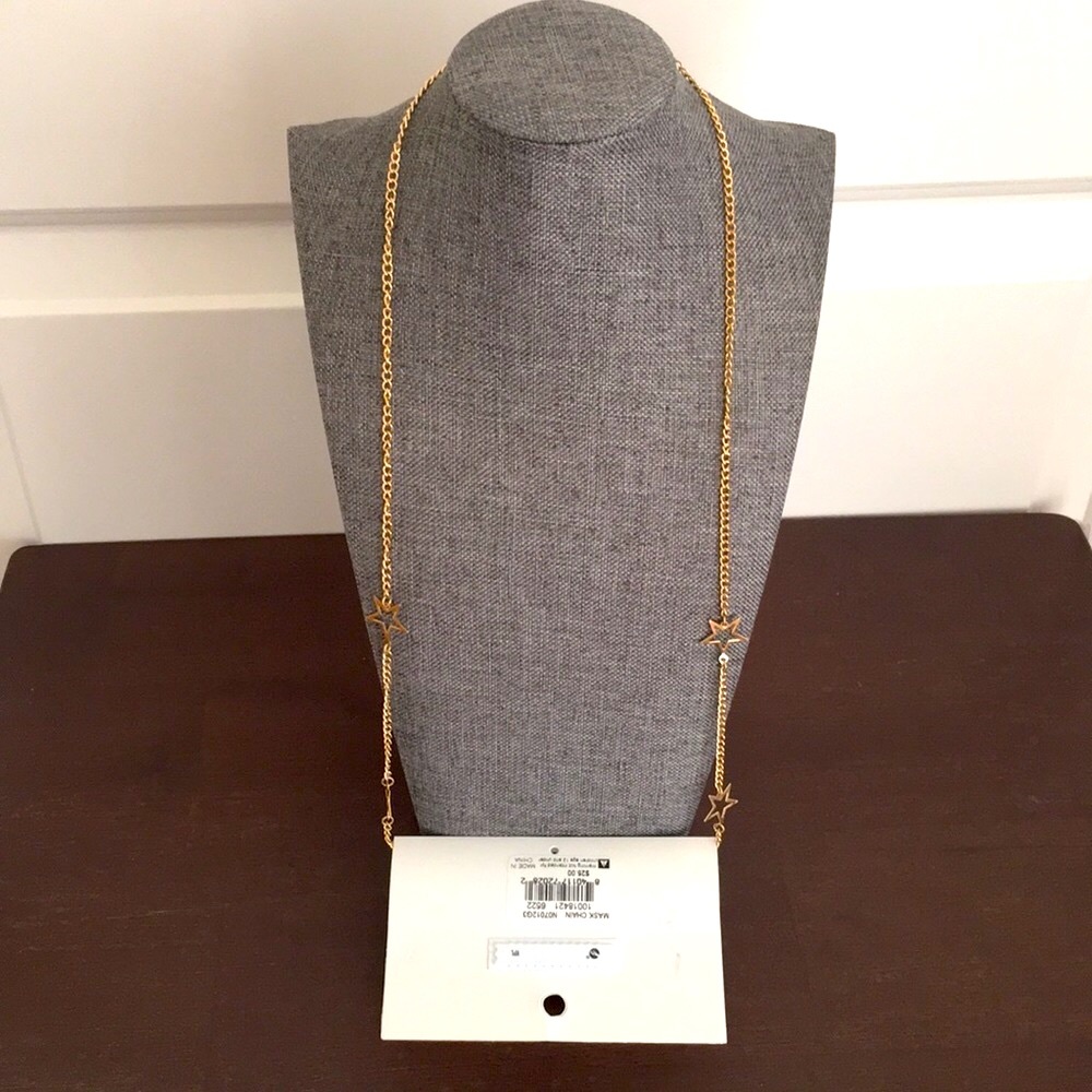 Mask or Sunglasses Chain Gold Color Stars NWT